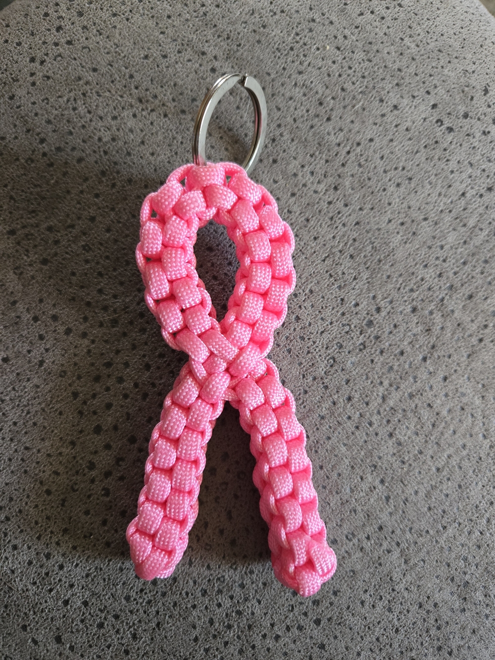 Pink Braided Ribbon Keychain